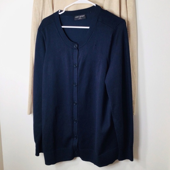 Two bundle lot Lane Bryant cardigans 18 tan blue - Picture 3 of 11